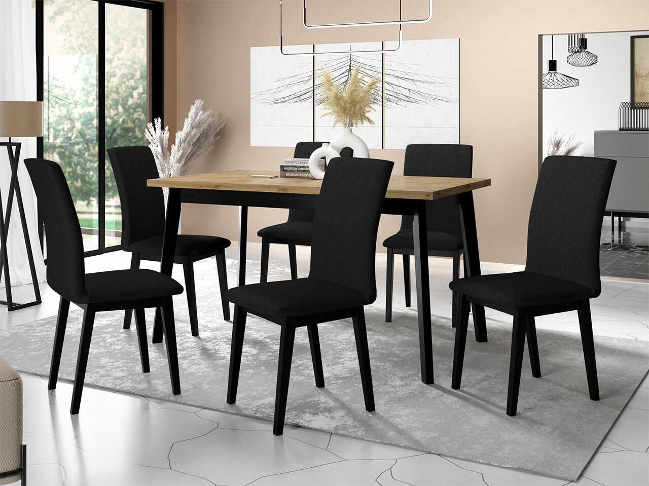 Set de mese Victorville 288 (Stejar artizan + Negru)