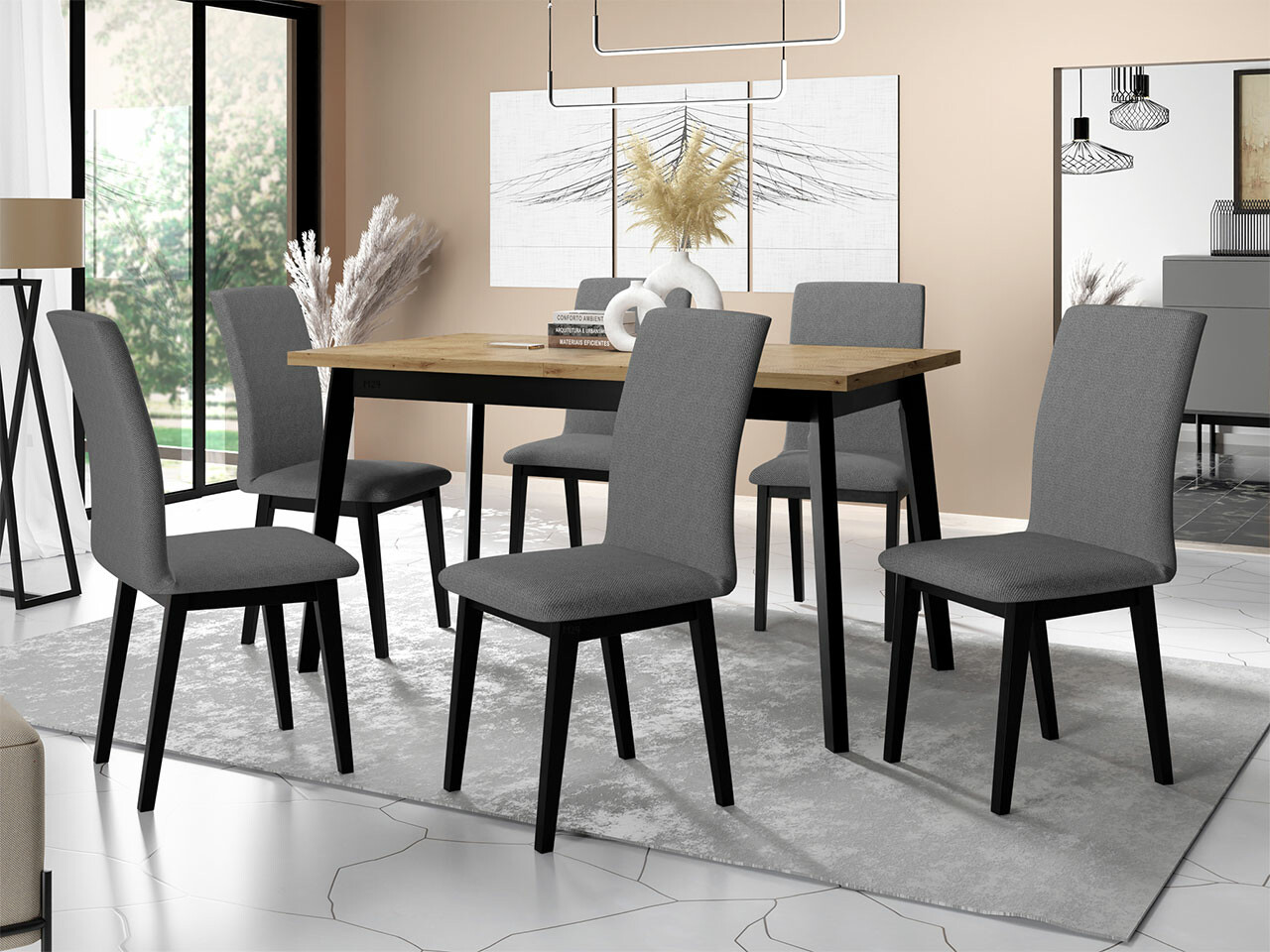 Set de mese Victorville 288 (Stejar artizan + Negru)