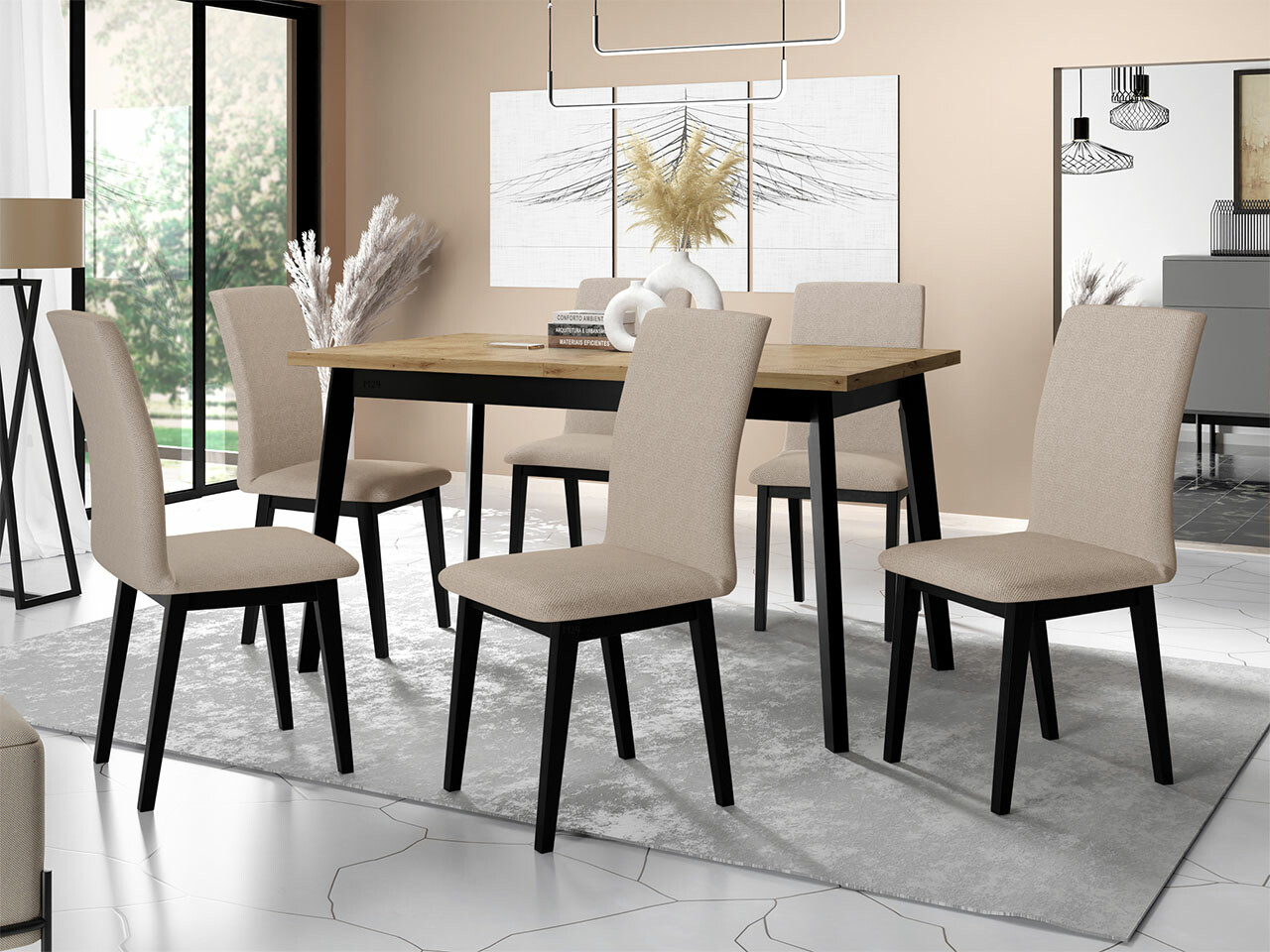 Set de mese Victorville 288 (Stejar artizan + Negru)