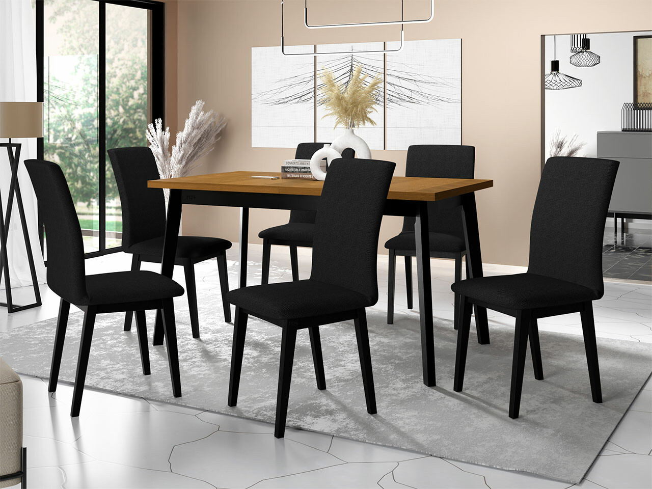 Set de mese Victorville 288 (Stejar Grandson + Negru)