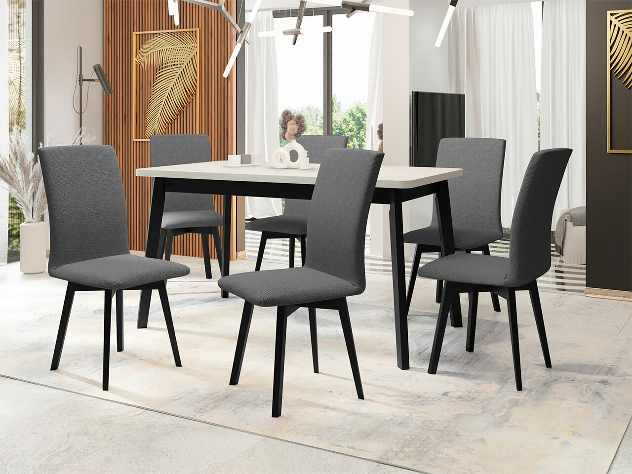 Set de mese Victorville 292 (Alb + Negru)