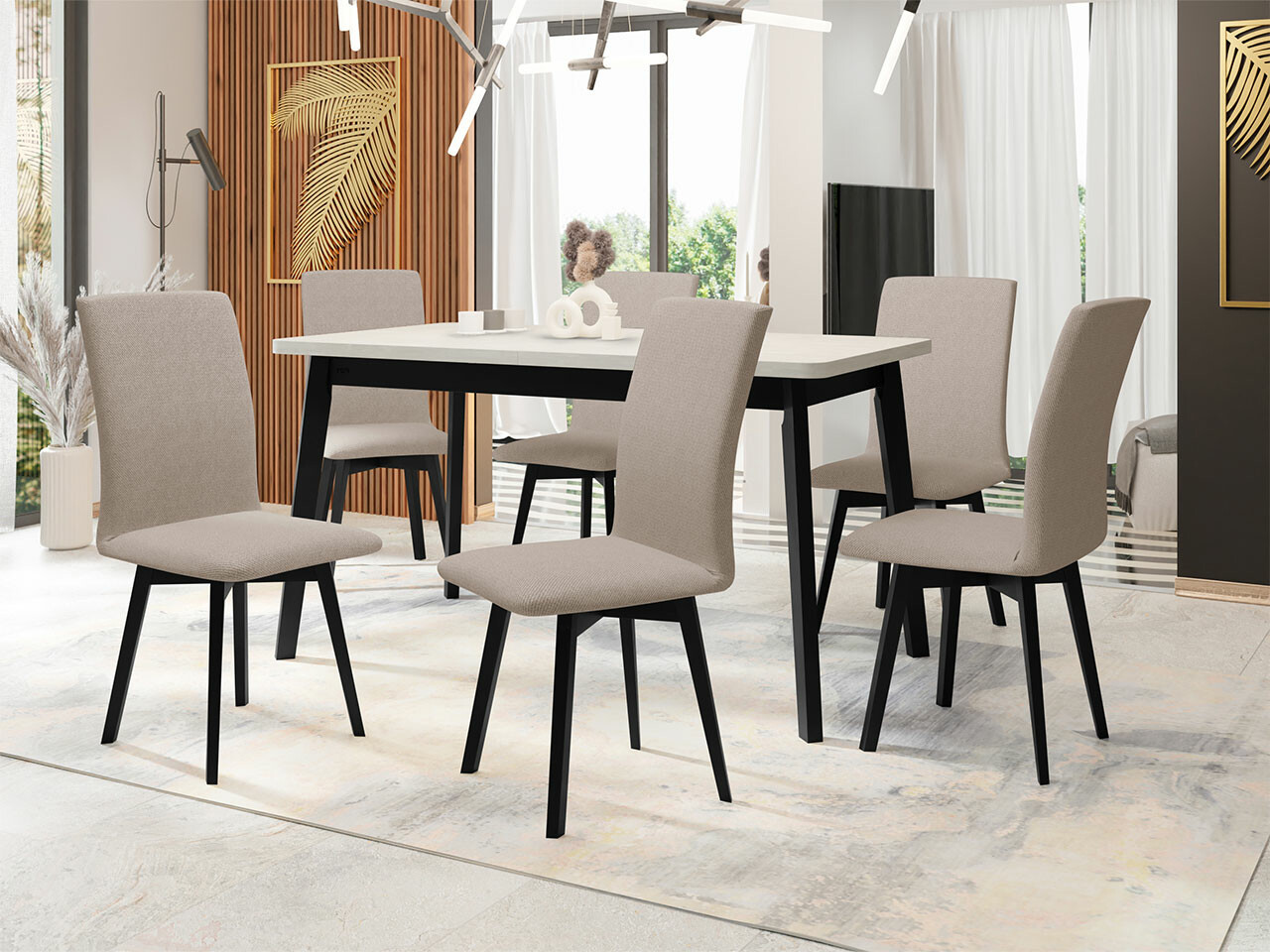 Set de mese Victorville 292 (Alb + Negru)