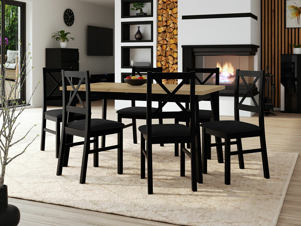Set de mese Victorville 295 (Stejar artizan + Negru)
