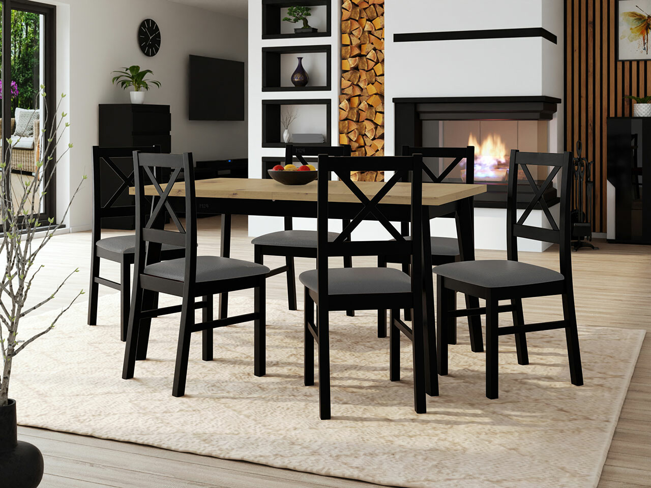 Set de mese Victorville 295 (Stejar artizan + Negru)