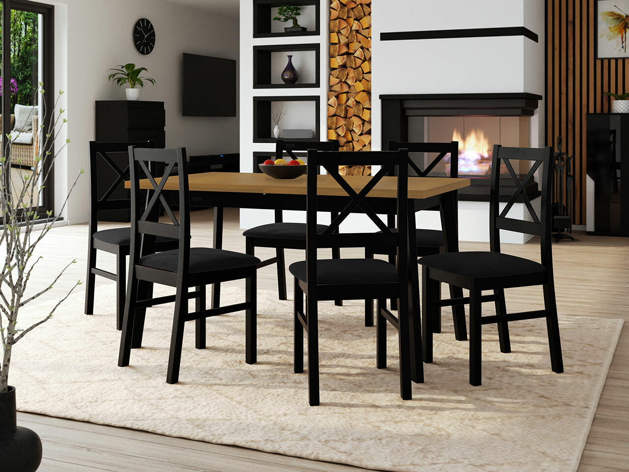 Set de mese Victorville 295 (Stejar Grandson + Negru)