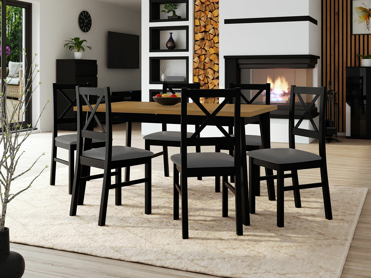 Set de mese Victorville 295 (Stejar Grandson + Negru)