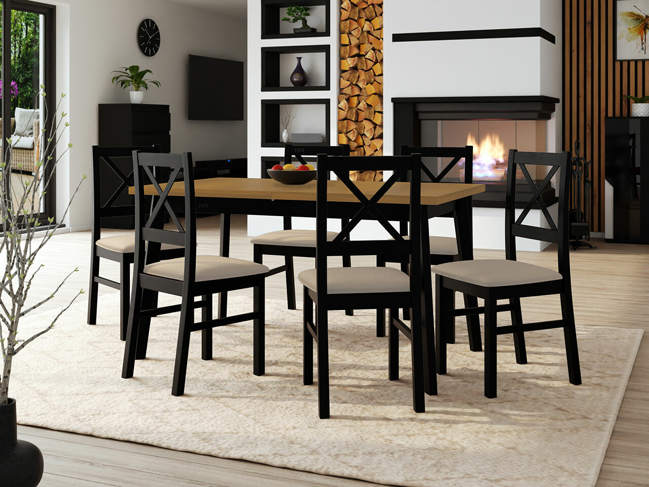 Set de mese Victorville 295 (Stejar Grandson + Negru)