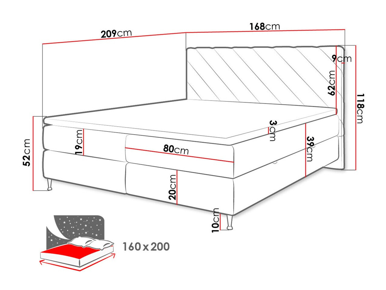 Pat boxspring ComfiDream Onaona (Fresh 11)