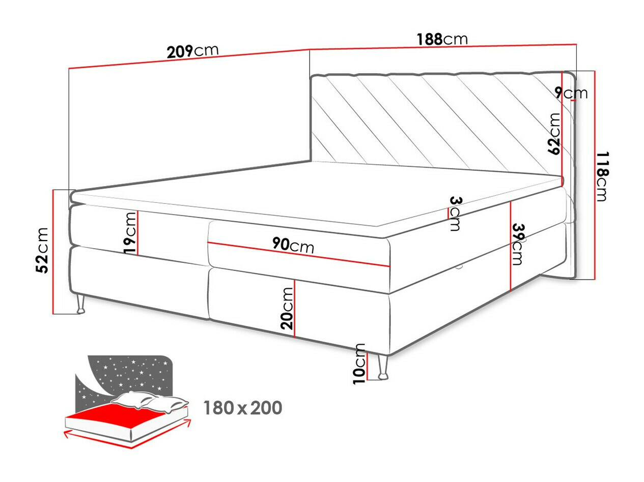 Pat boxspring ComfiDream Onaona (Fresh 1)