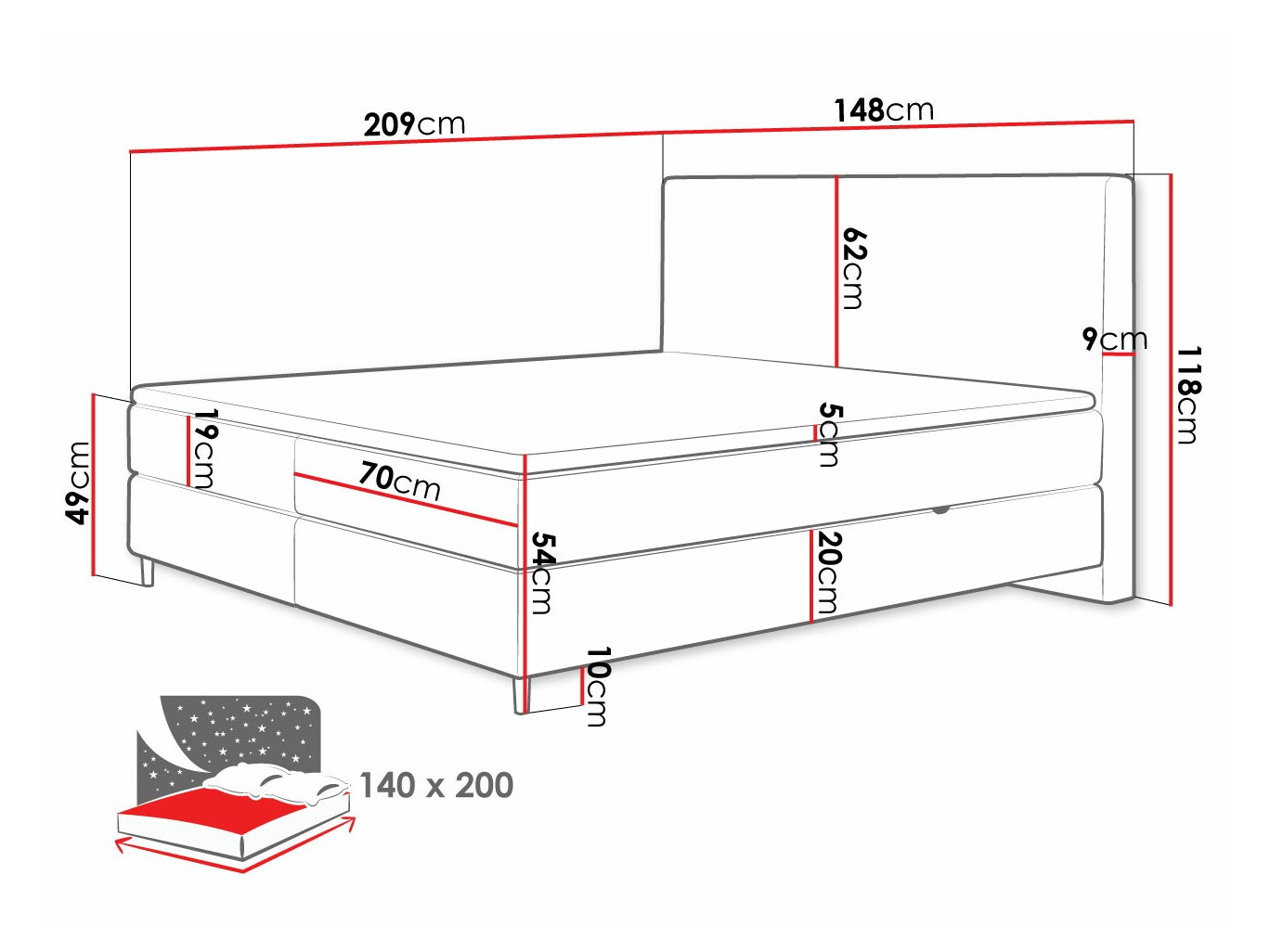 Pat boxspring ComfiDream Miraara (Poso 05 + Kronos 05)