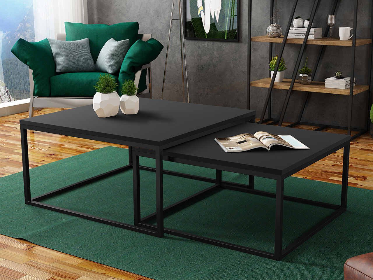 Set de măsuțe de cafea Oswego 101 (Negru)