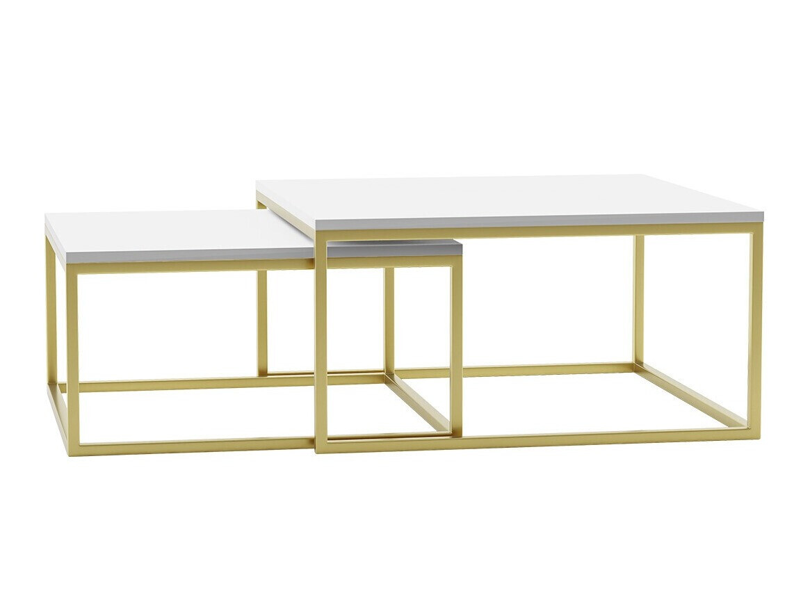 Set de măsuțe de cafea Oswego 102 (Alb + Auriu)