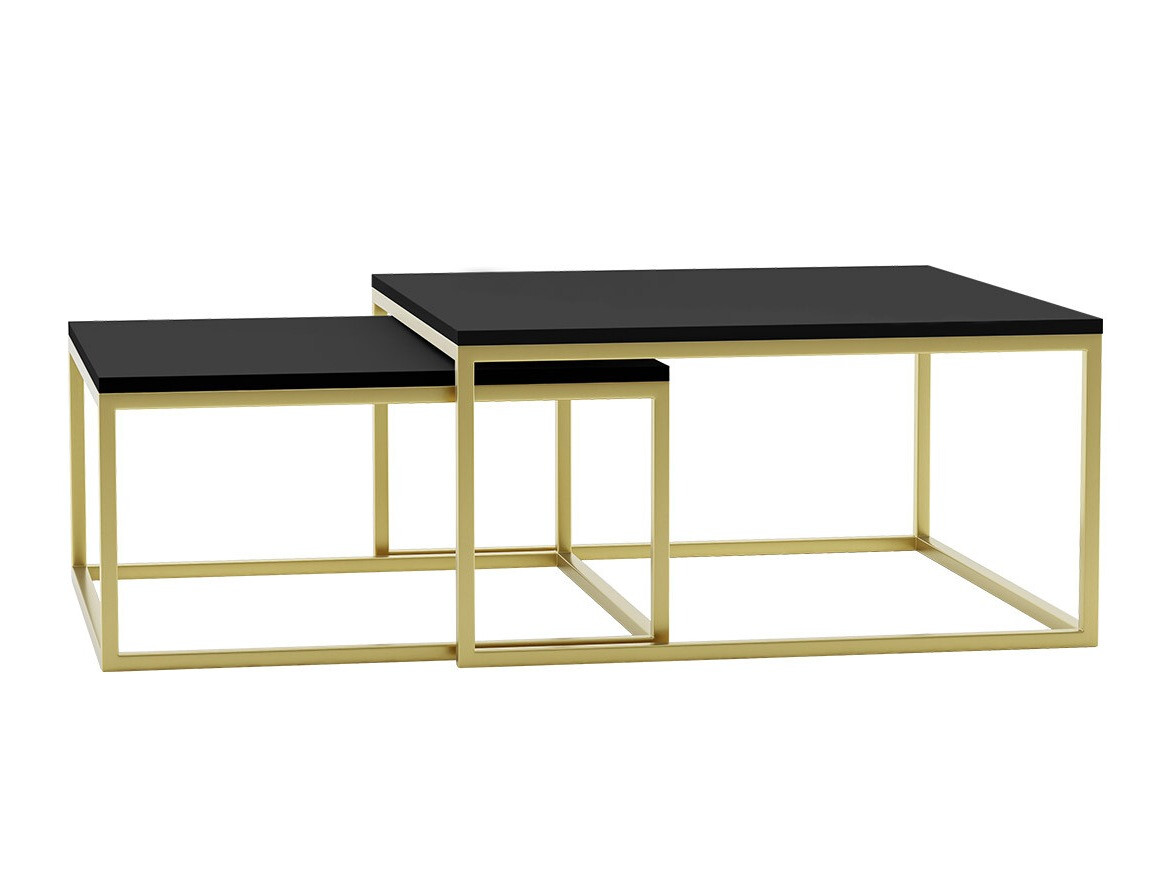 Set de măsuțe de cafea Oswego 102 (Negru + Auriu)