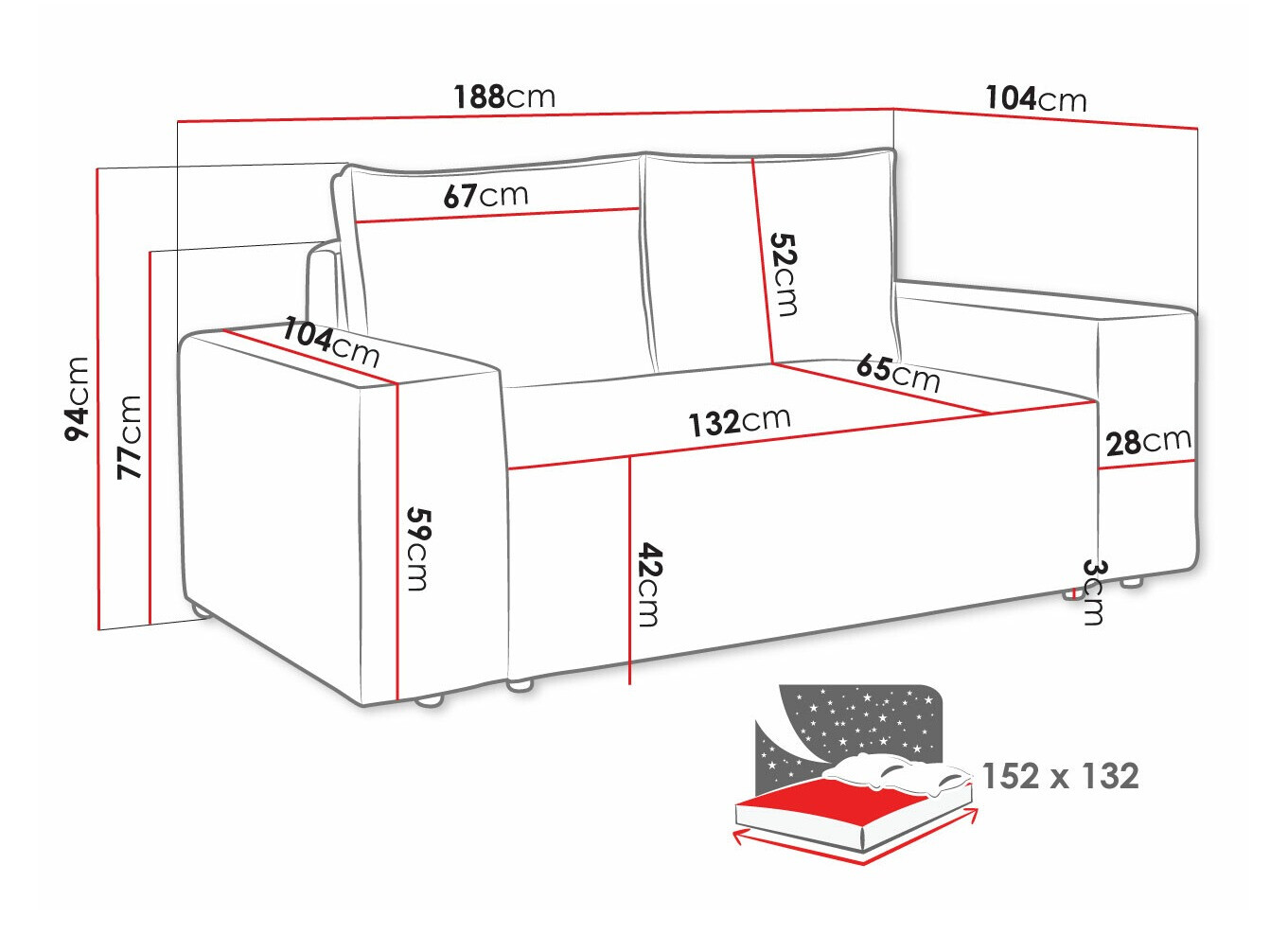 Canapea extensibilă Clovis 107 (Poso 110)