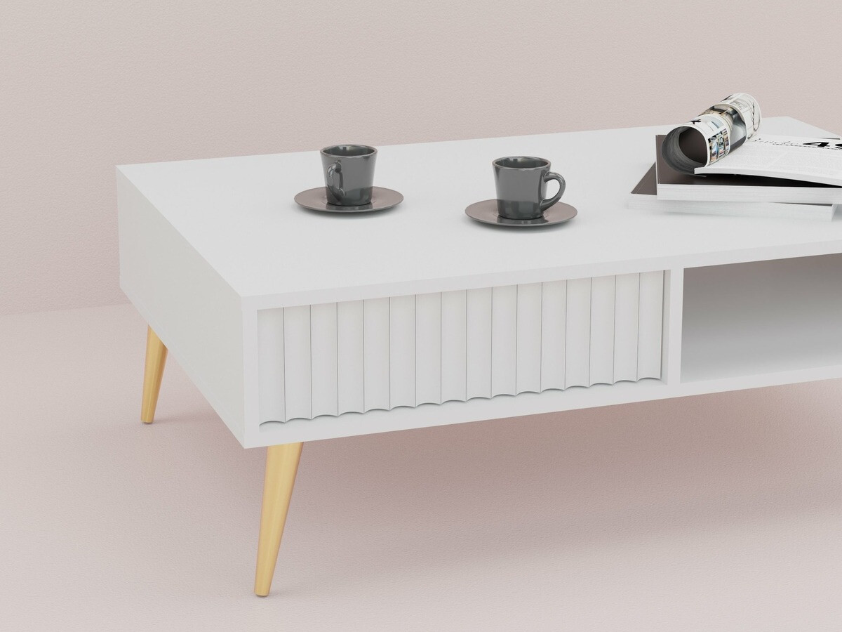 Măsuță de cafea Cirferi 103 (Alb + Auriu)