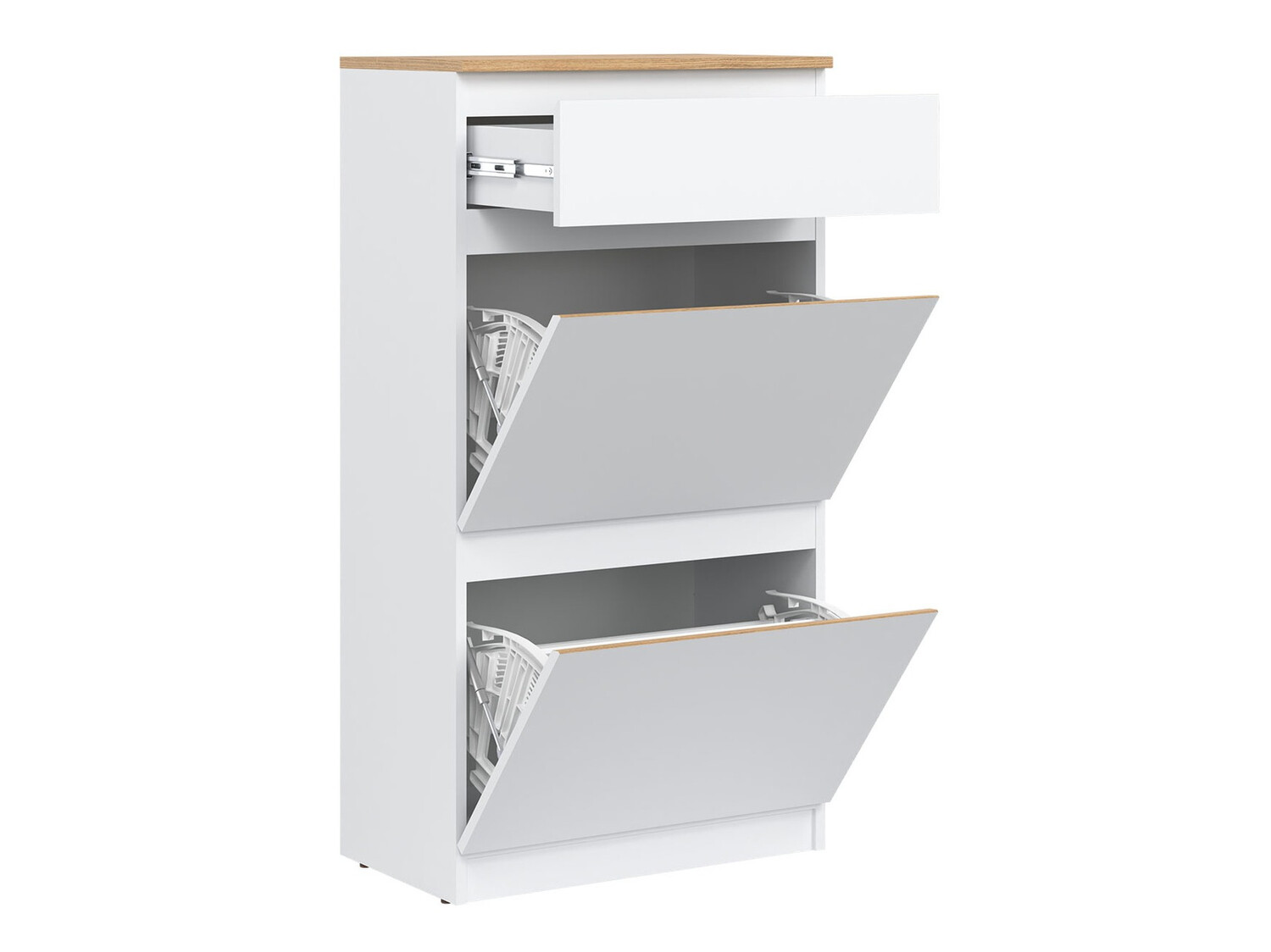 Dulap pantofi Catelbi 108 (Alb + Stejar)