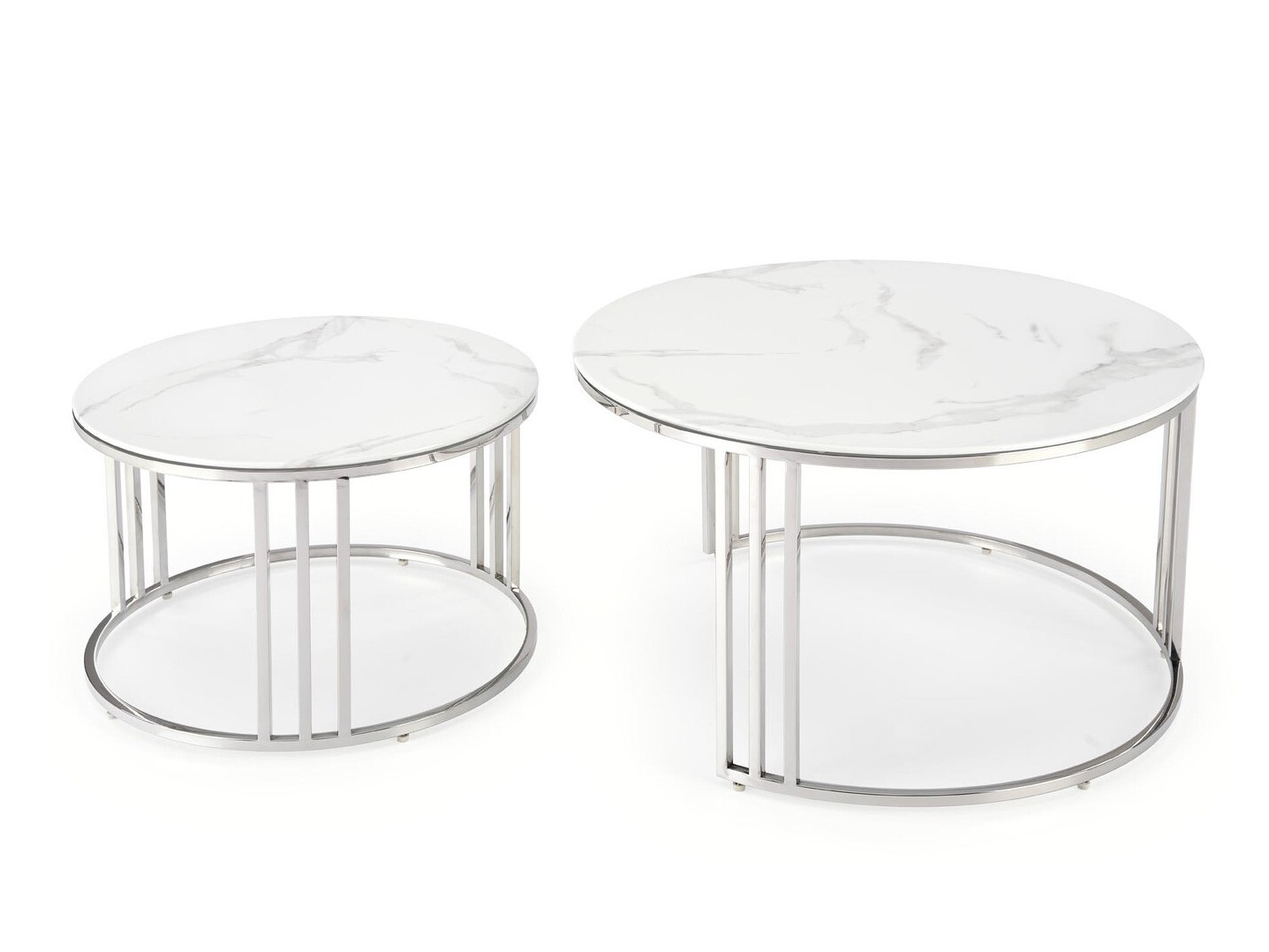 Set de măsuțe de cafea Houston 1503 (Argint + Marmură albă)