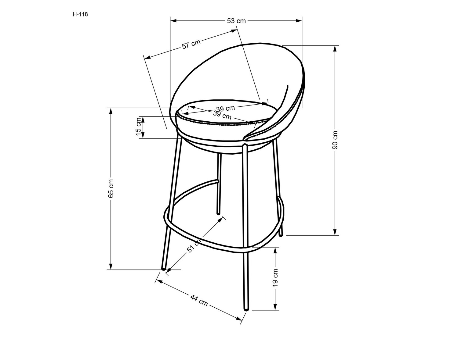 Scaun de bar Houston 1515 (Gri)