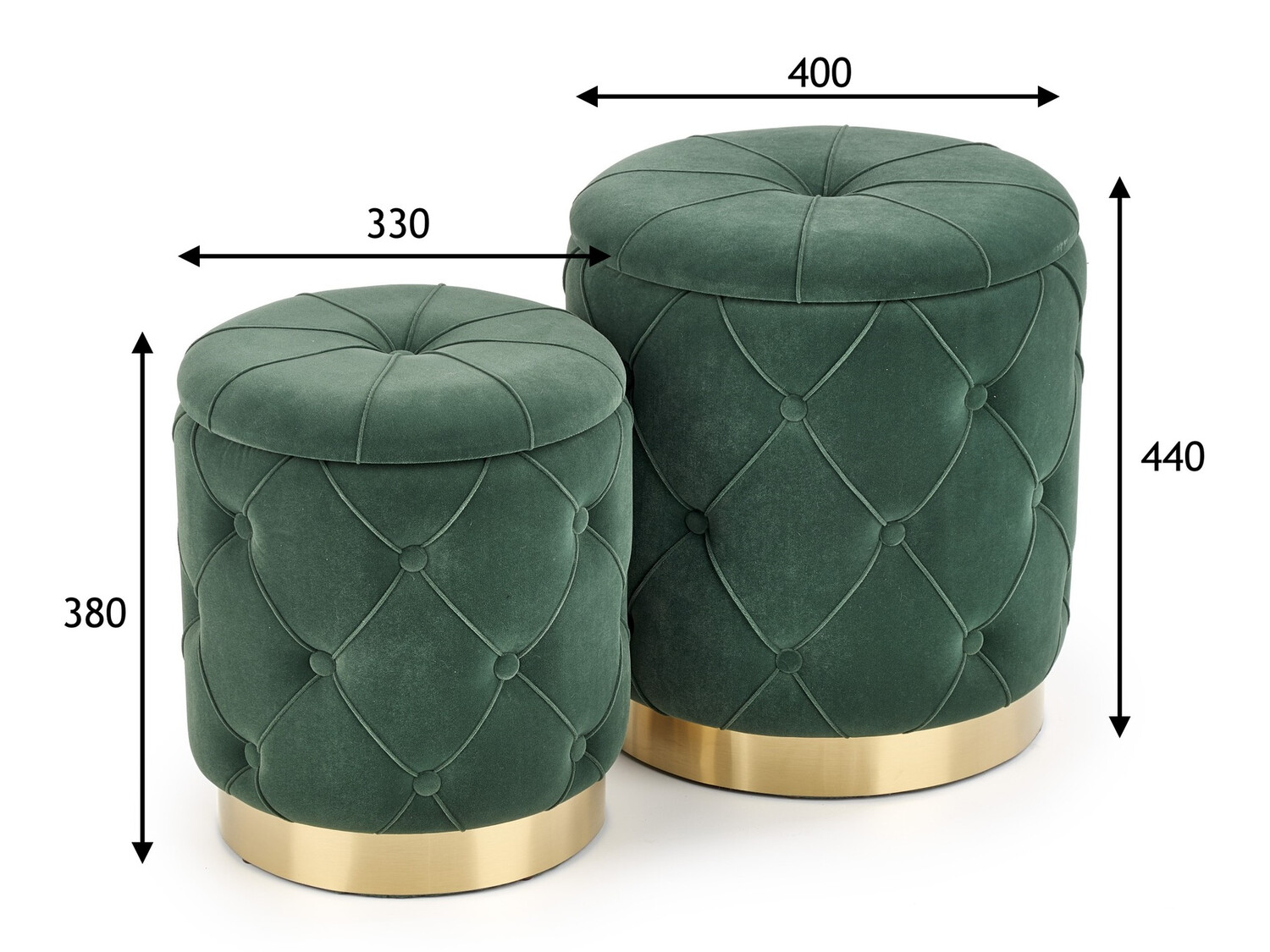 Set de tabureți tapițați Houston 1154 (Verde închis)