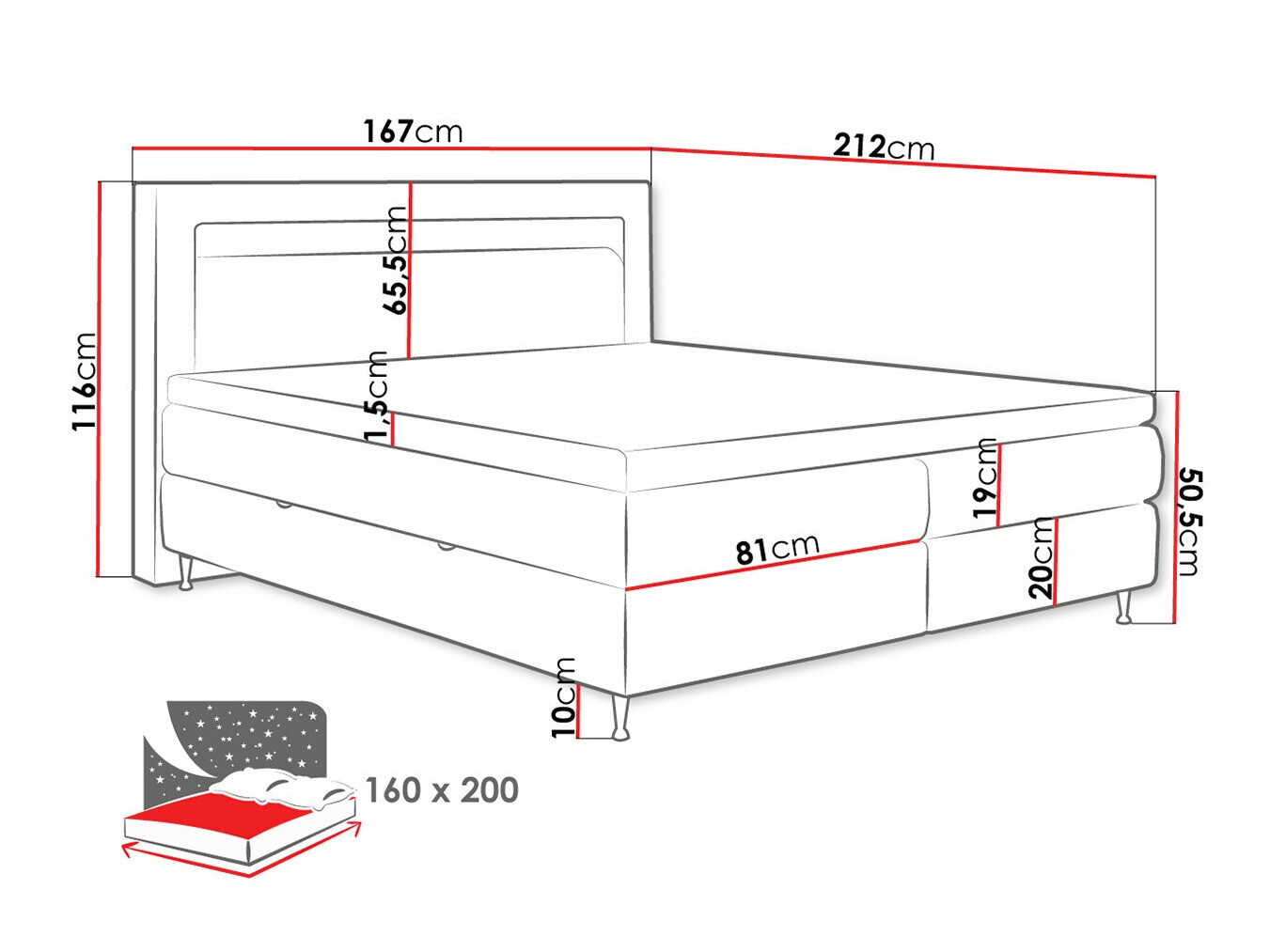 Pat boxspring ComfiDream Celara (Fresh 01)