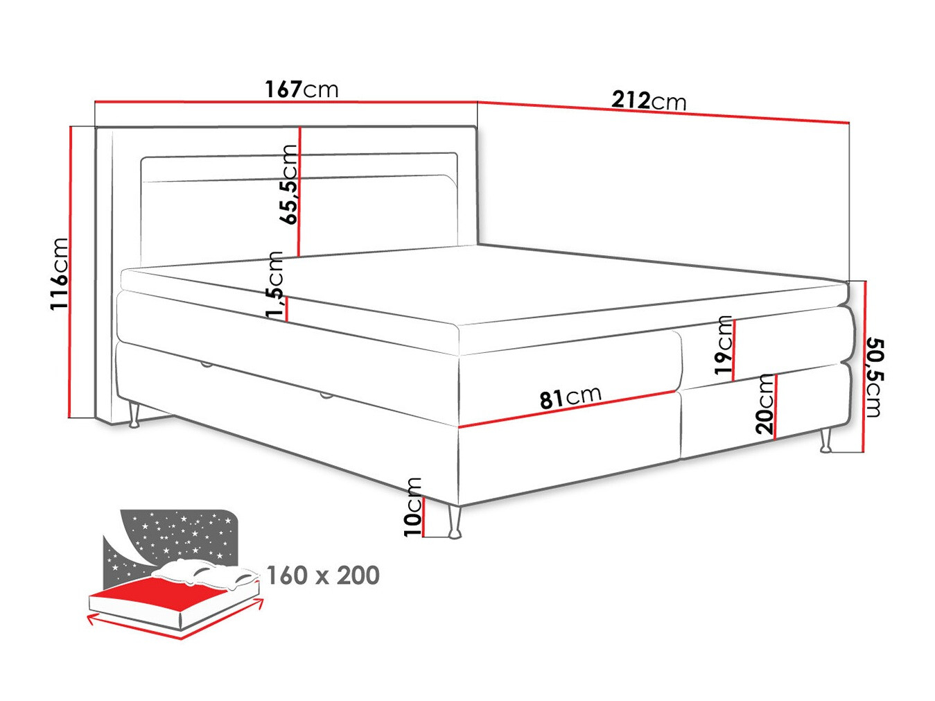 Pat boxspring ComfiDream Celara (Fresh 13)
