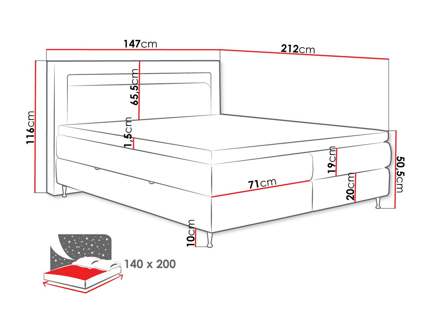 Pat boxspring ComfiDream Celara (Fresh 32)