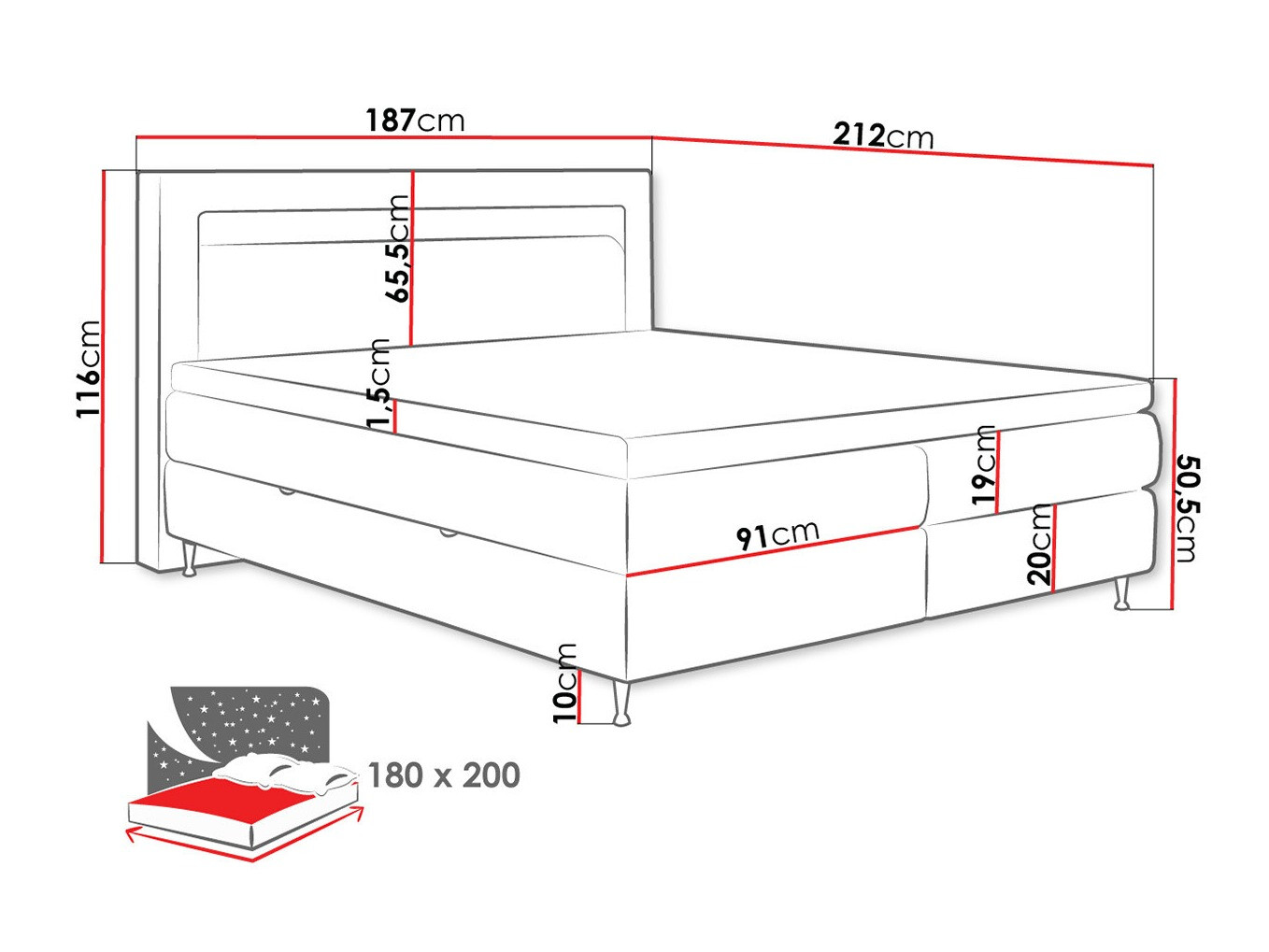 Pat boxspring ComfiDream Celara (Soft 011)