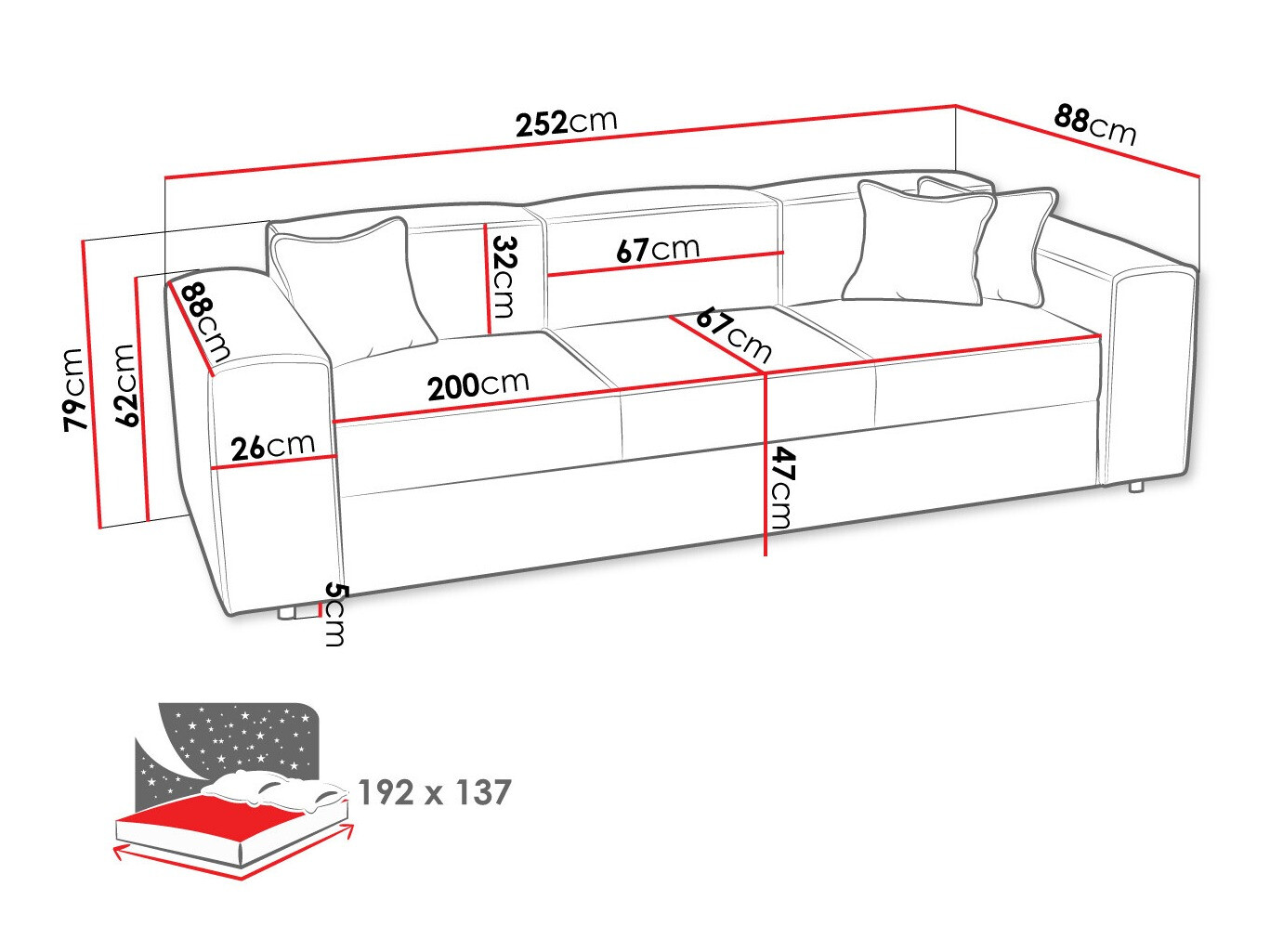 Canapea extensibilă Clovis 114 (Poso 02)
