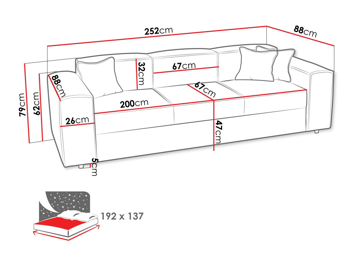Canapea extensibilă Clovis 114 (Poso 100)