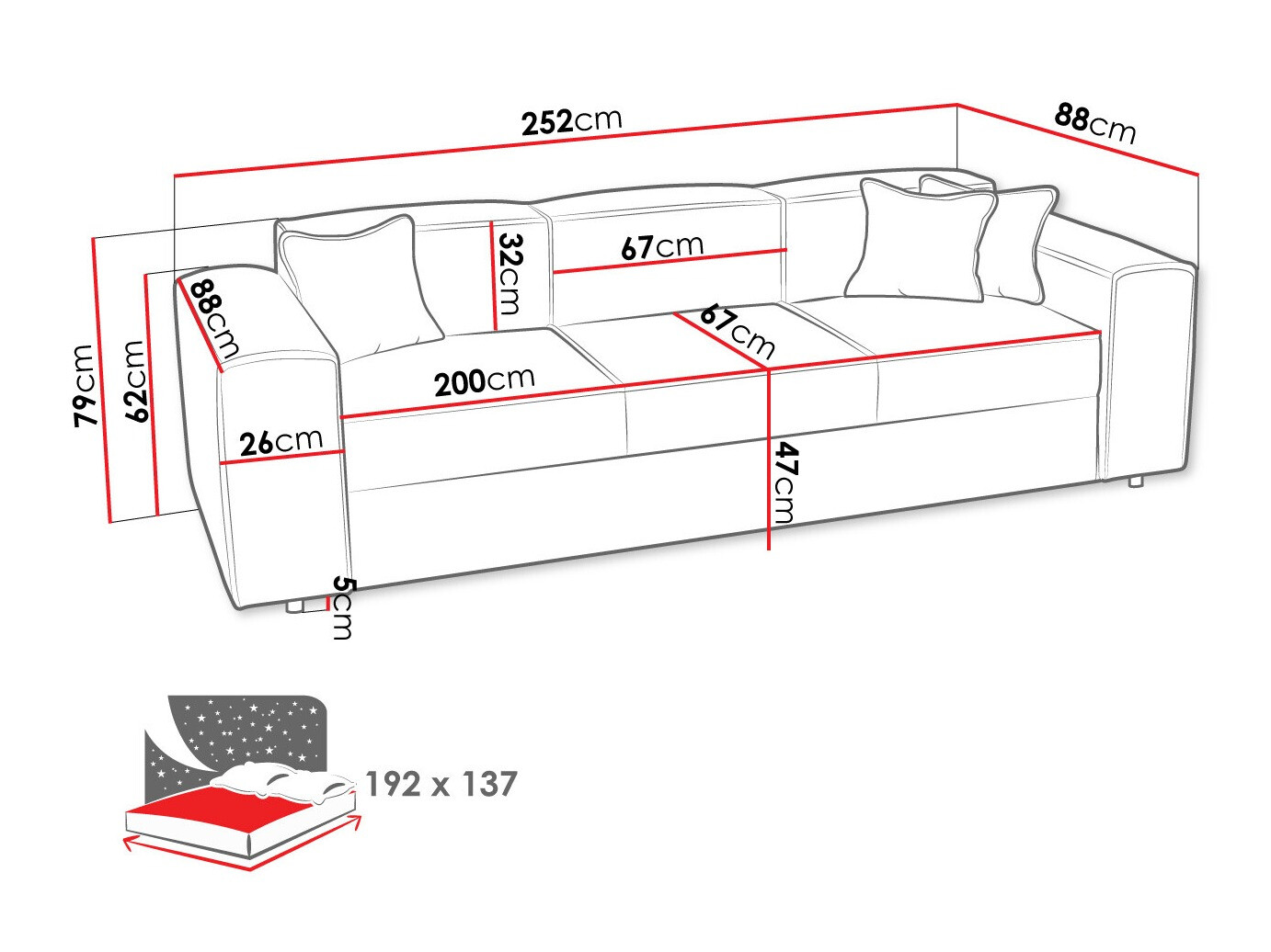 Canapea extensibilă Clovis 114 (Poso 14)