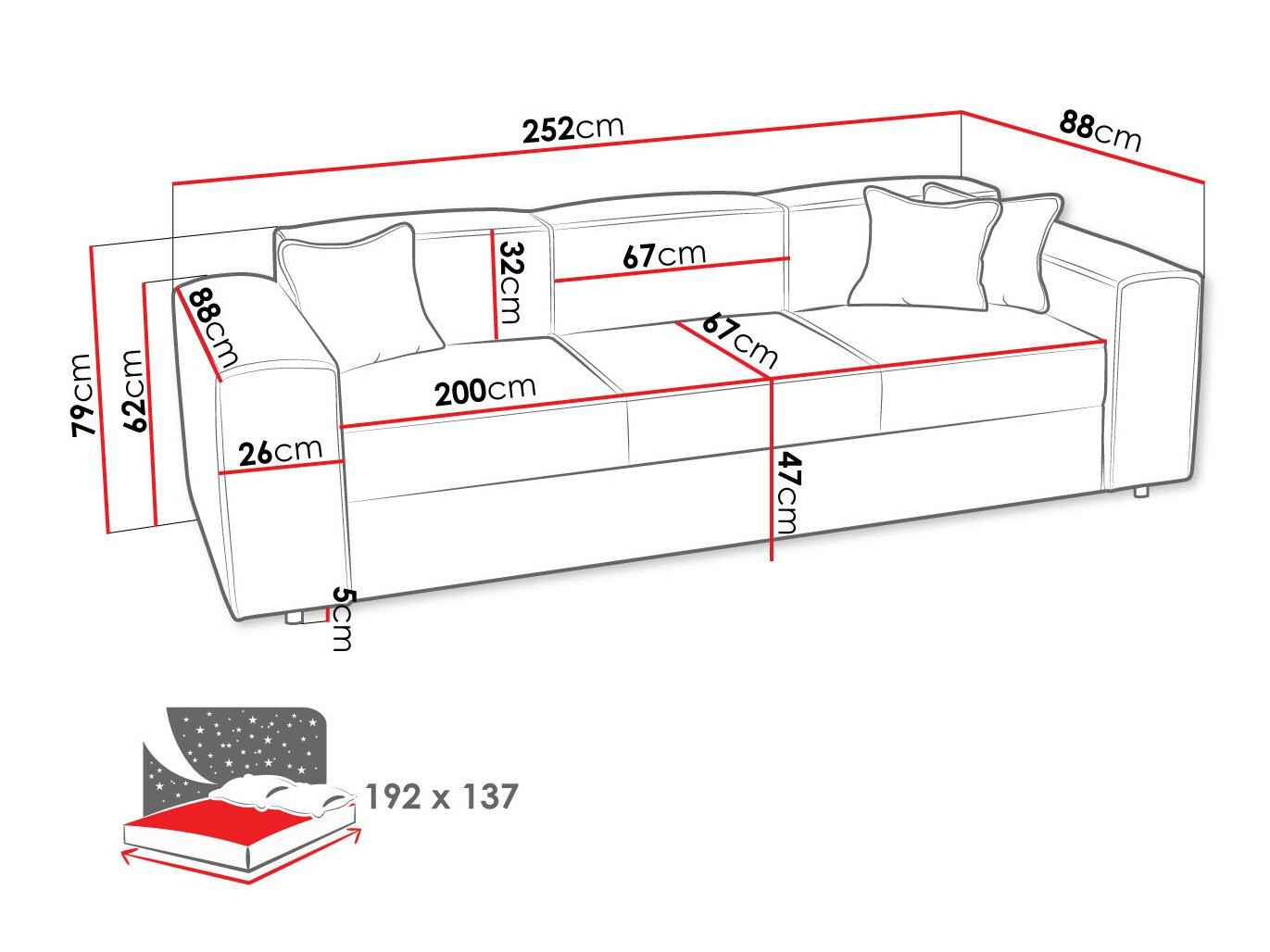 Canapea extensibilă Clovis 114 (Poso 34)