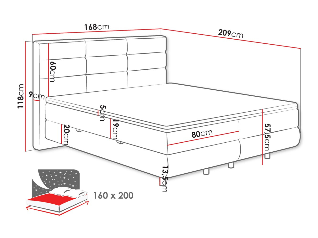 Pat boxspring ComfiDream Serena (Barrel 04)