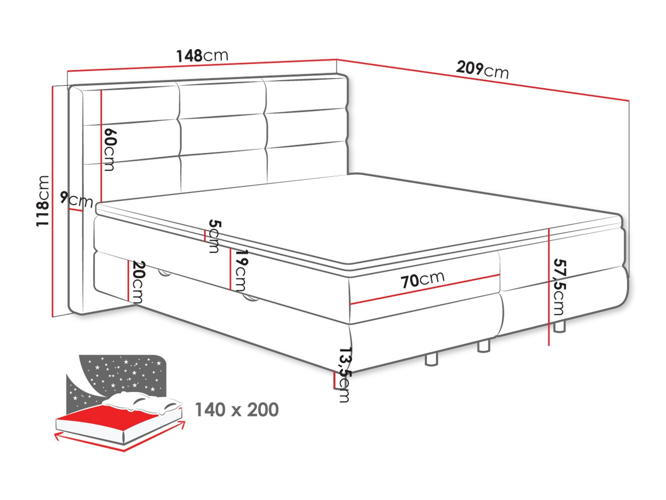 Pat boxspring ComfiDream Serena (Barrel 09)