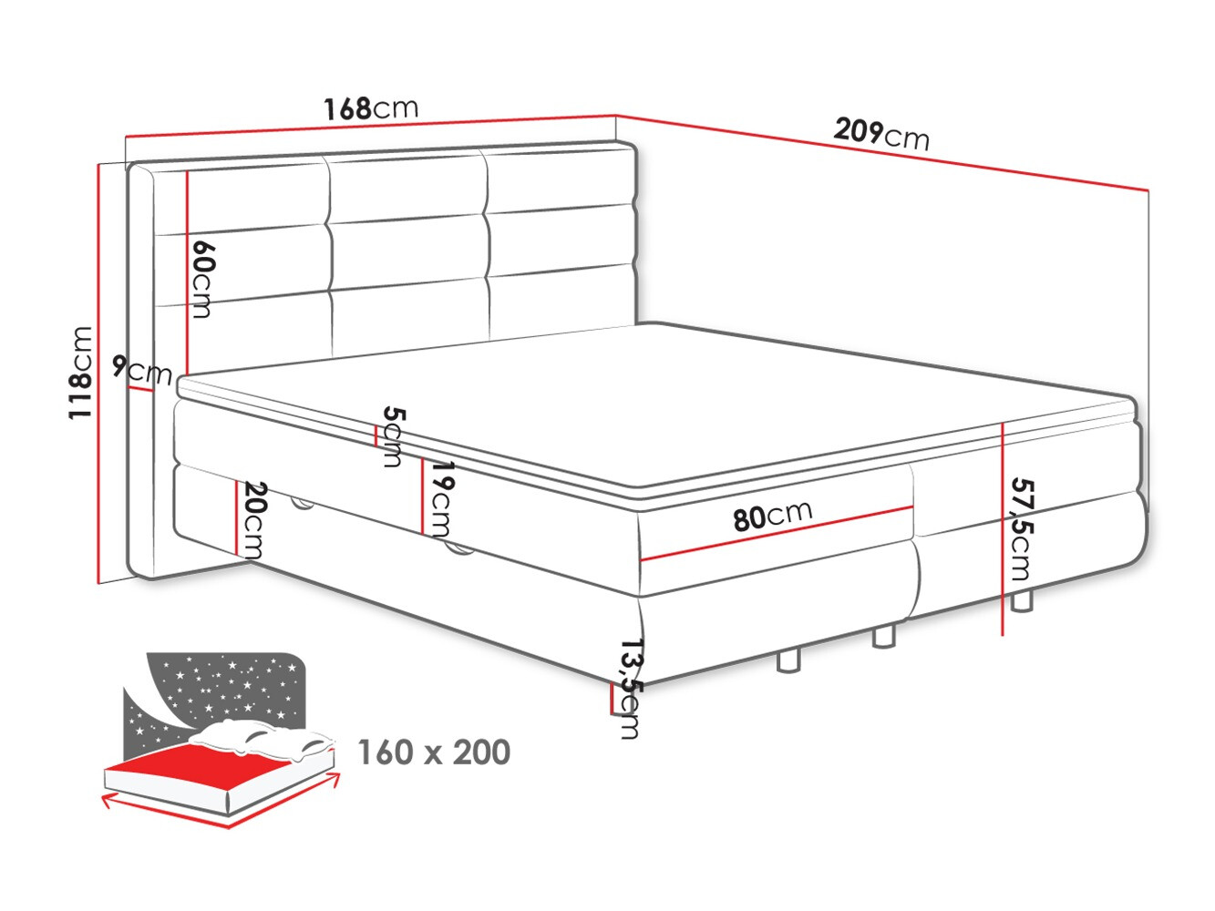 Pat boxspring ComfiDream Serena (Barrel 97)