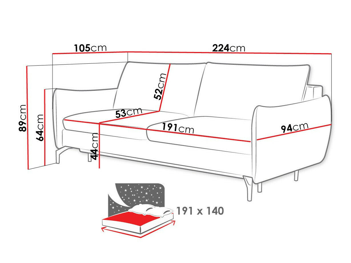 Canapea extensibilă Lincoln 180 (Soro 28)