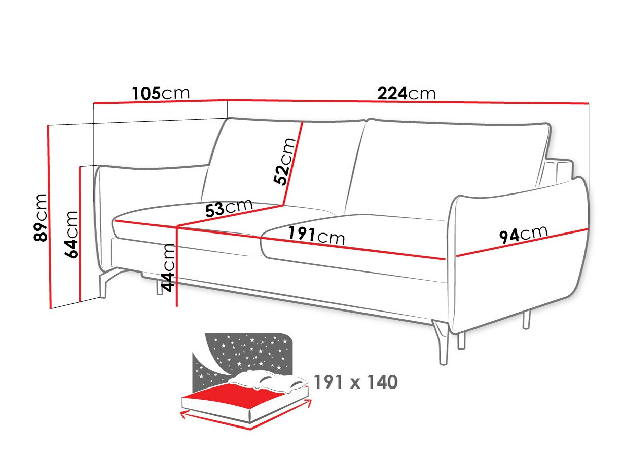 Canapea extensibilă Lincoln 180 (Soro 90)