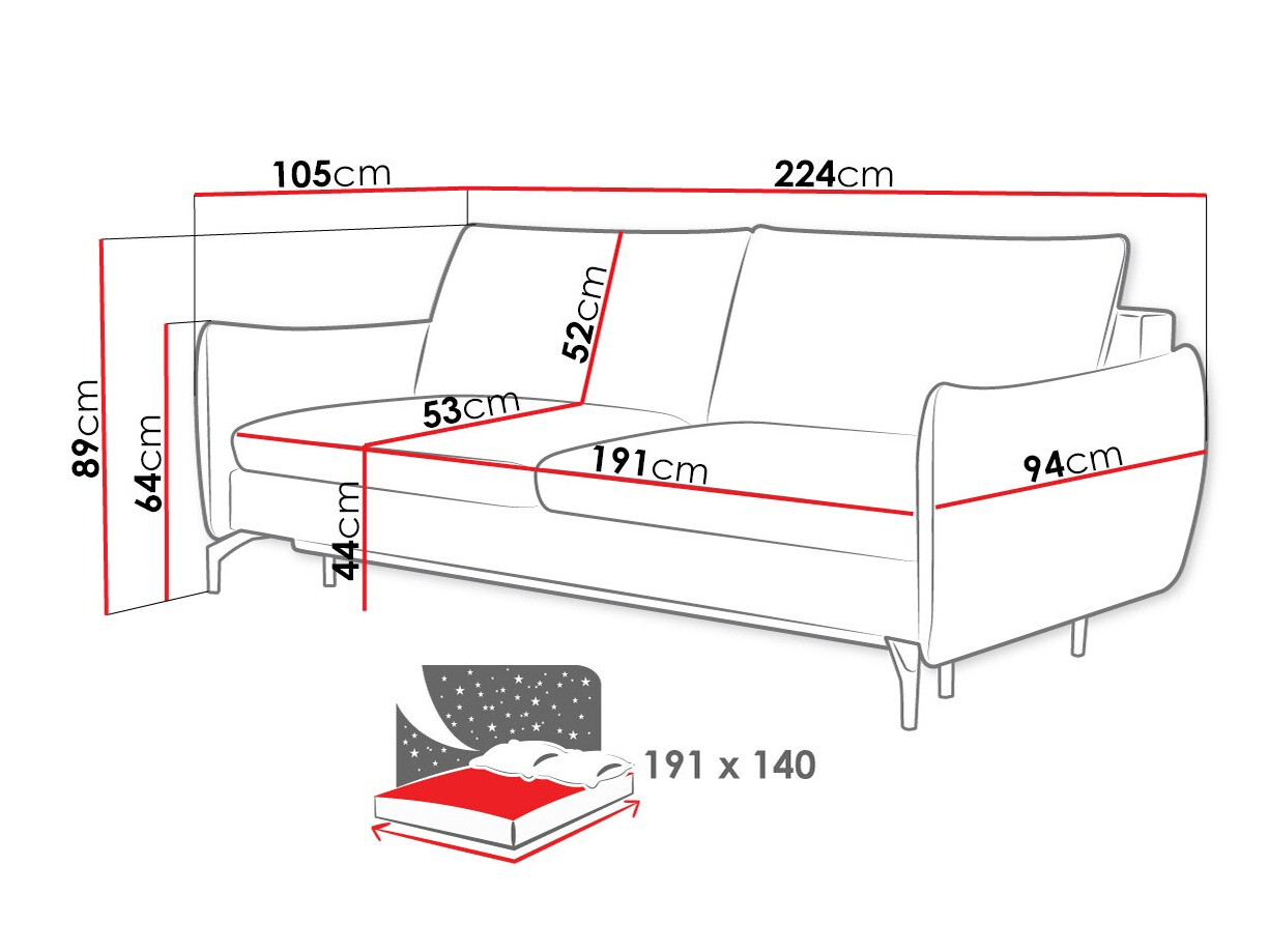 Canapea extensibilă Lincoln 180 (Soro 97)