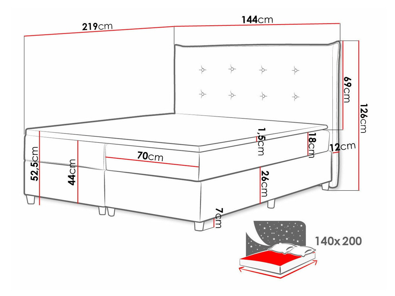 Pat boxspring Titulus (Uttario Velvet 2955)