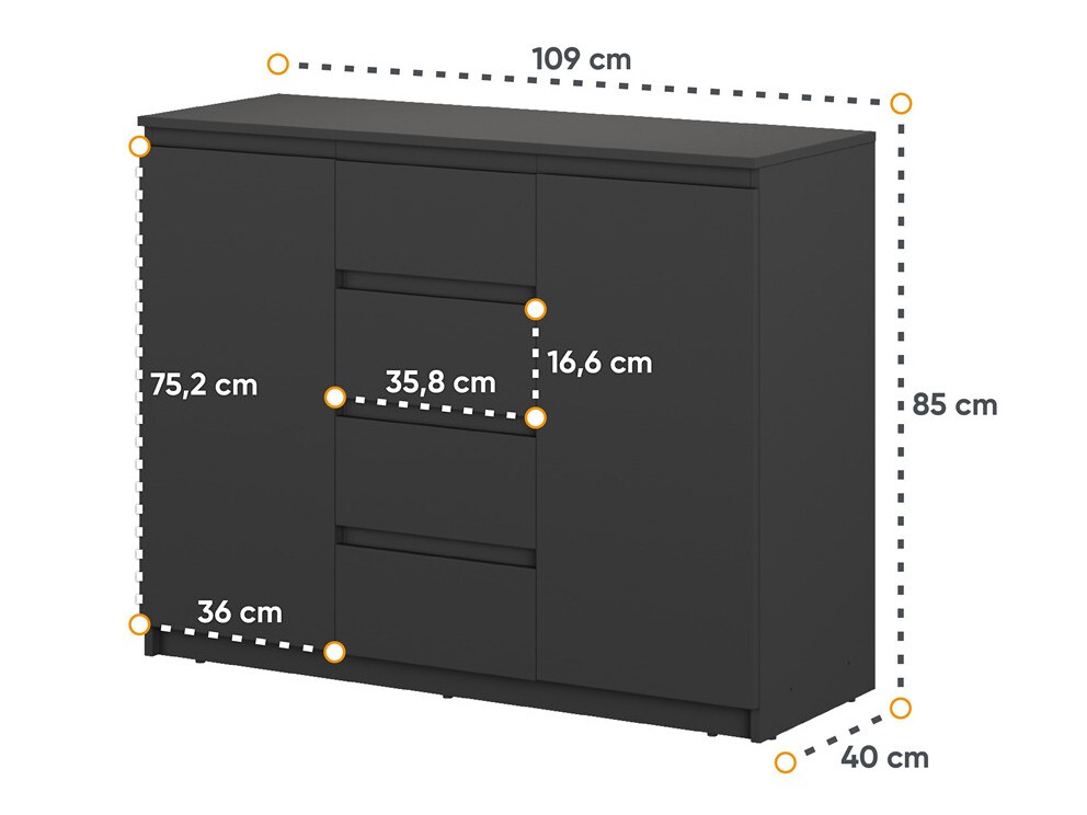 Comodă Cirdelu 105 (Negru)