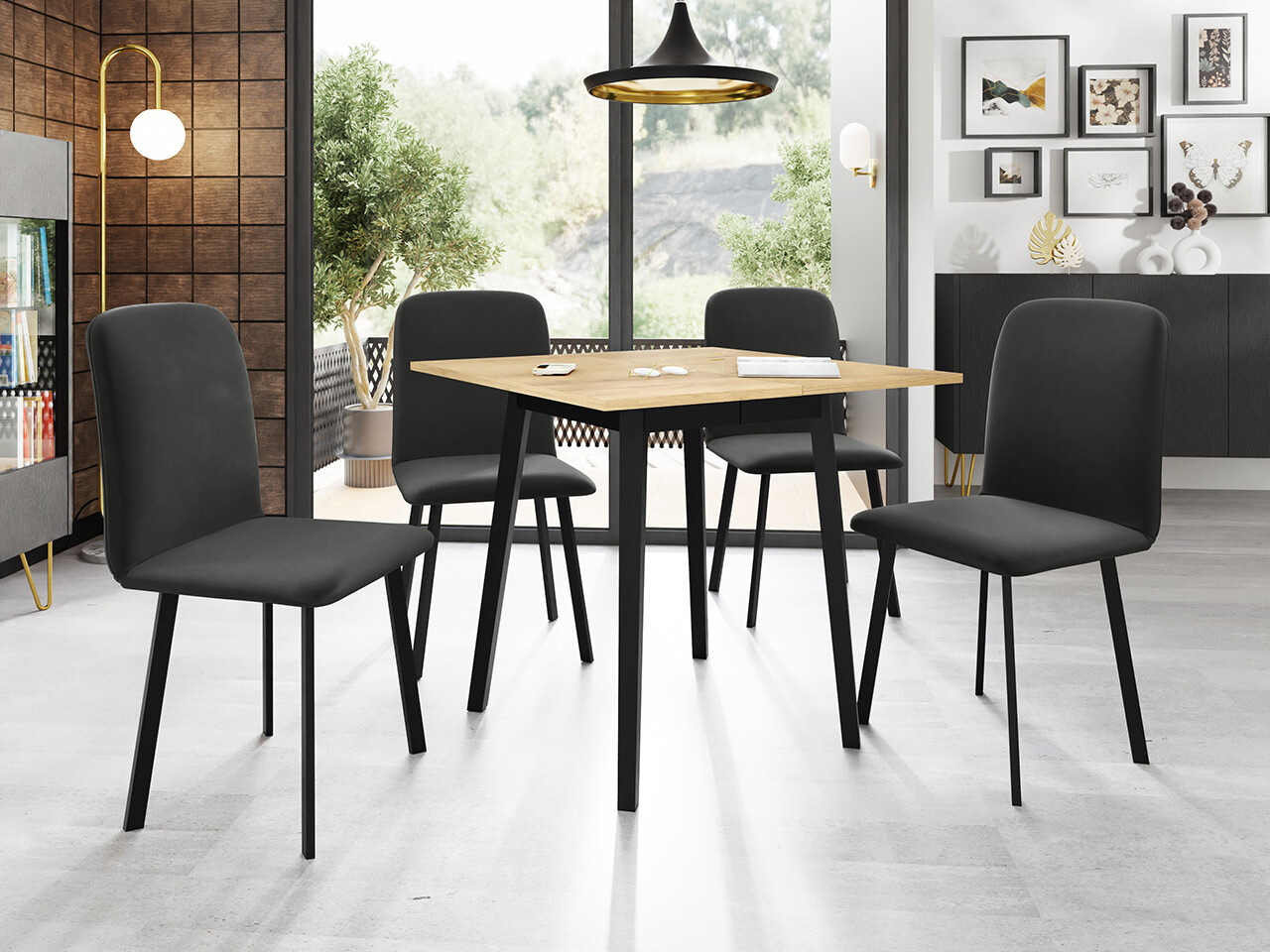Masă Edmond 109 (Stejar Craft auriu + Negru)