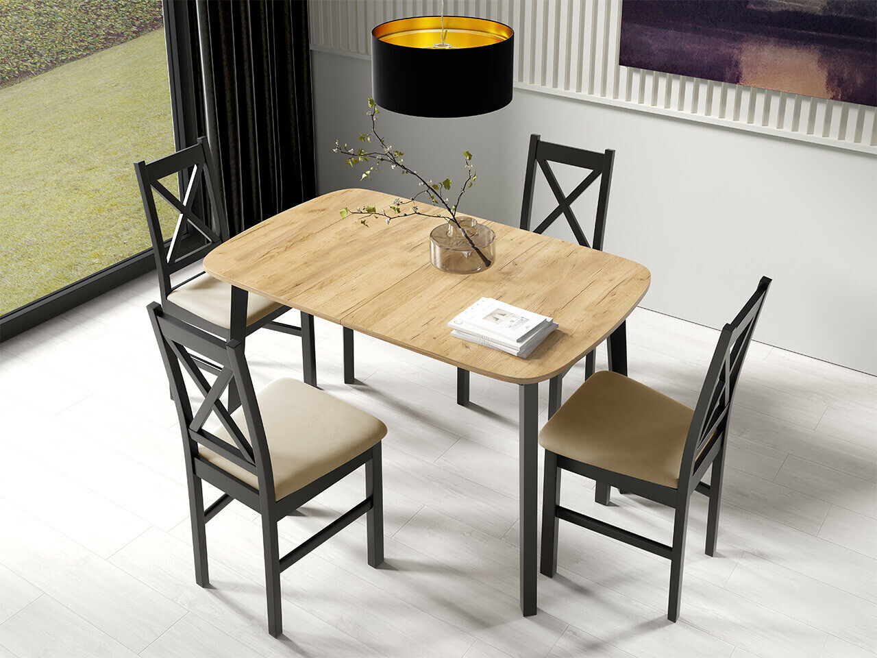 Masă Edmond 110 (Stejar Craft auriu + Negru)