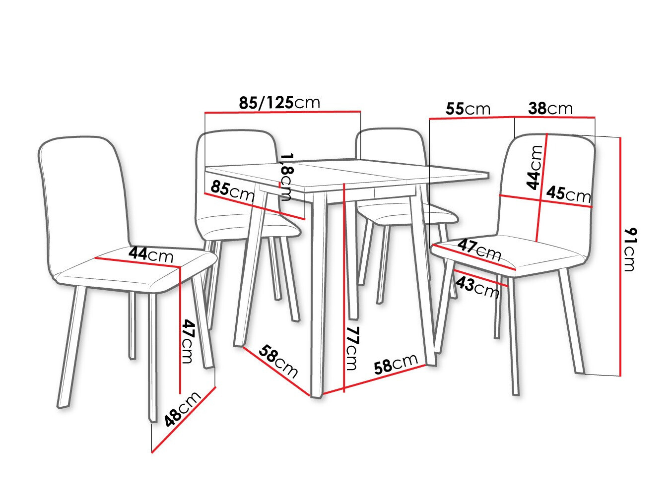 Set de mese Edmond 116 (Alb + Negru)