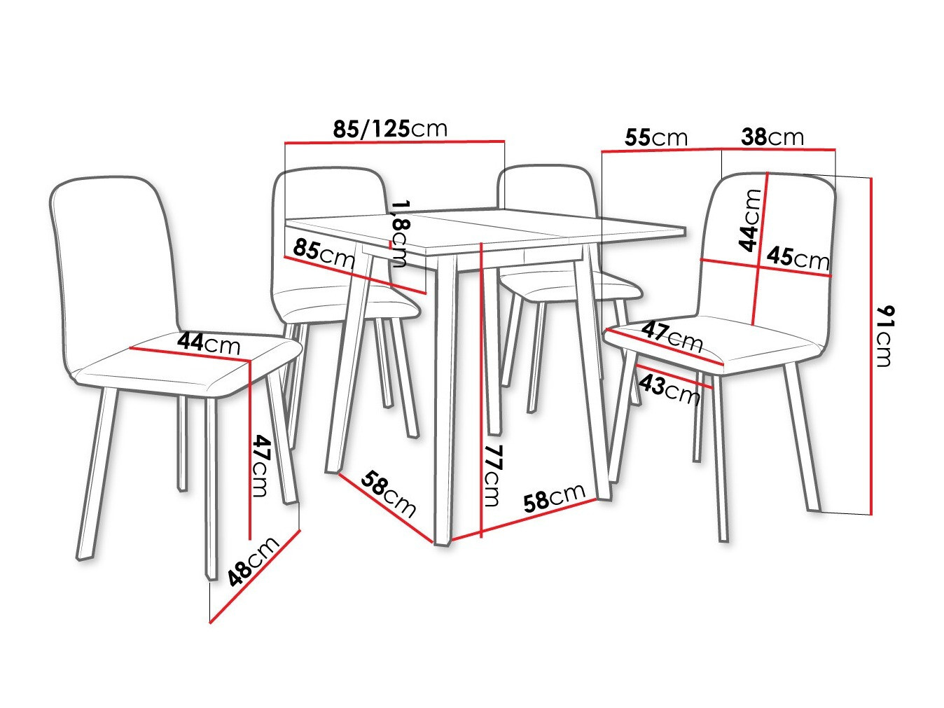 Set de mese Edmond 116 (Alb + Negru)