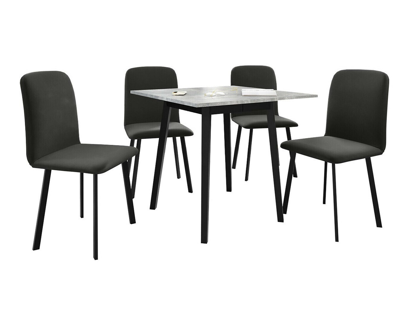 Set de mese Edmond 116 (Marmură cenușie + Negru)