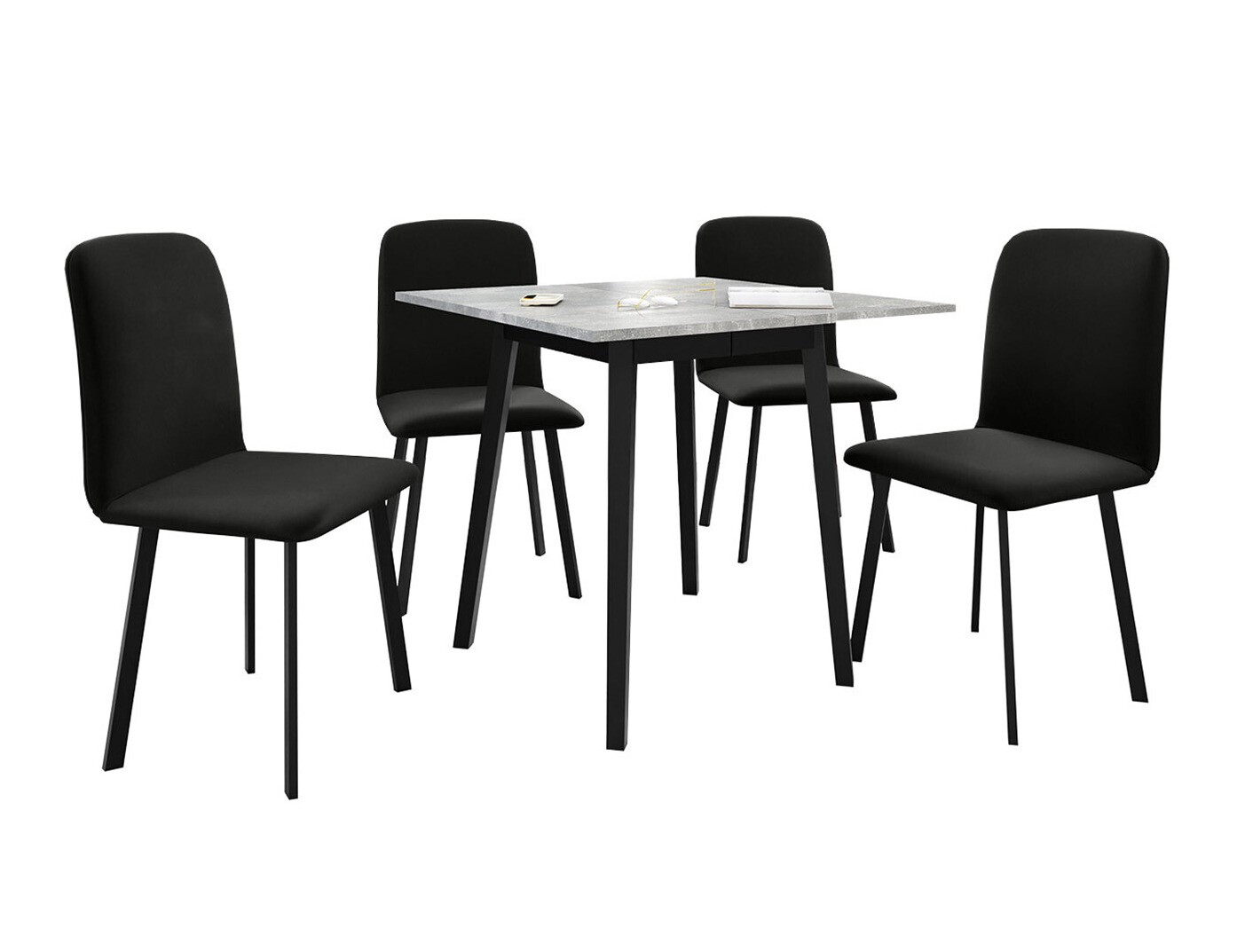 Set de mese Edmond 116 (Marmură cenușie + Negru)
