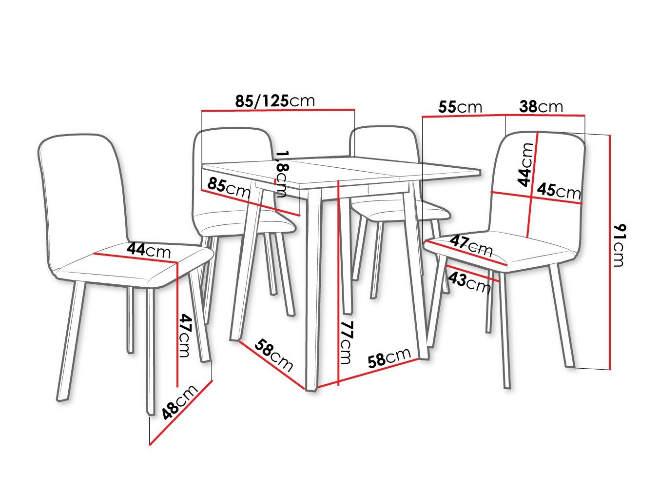 Set de mese Edmond 116 (Stejar Craft auriu + Negru)