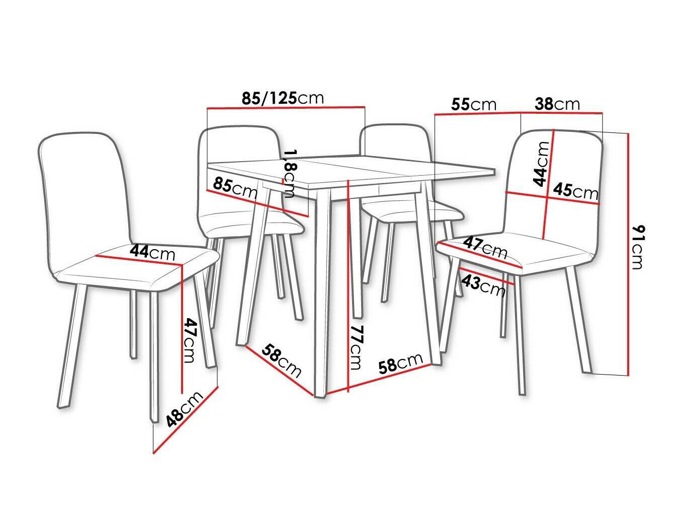 Set de mese Edmond 116 (Alb + Negru)