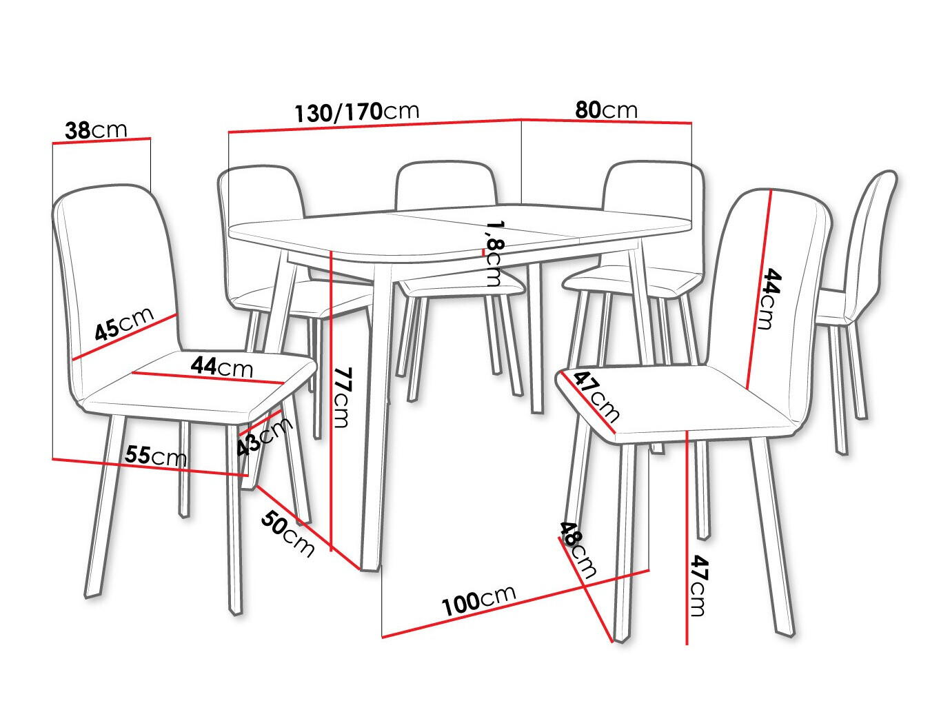 Set de mese Edmond 117 (Alb + Negru)