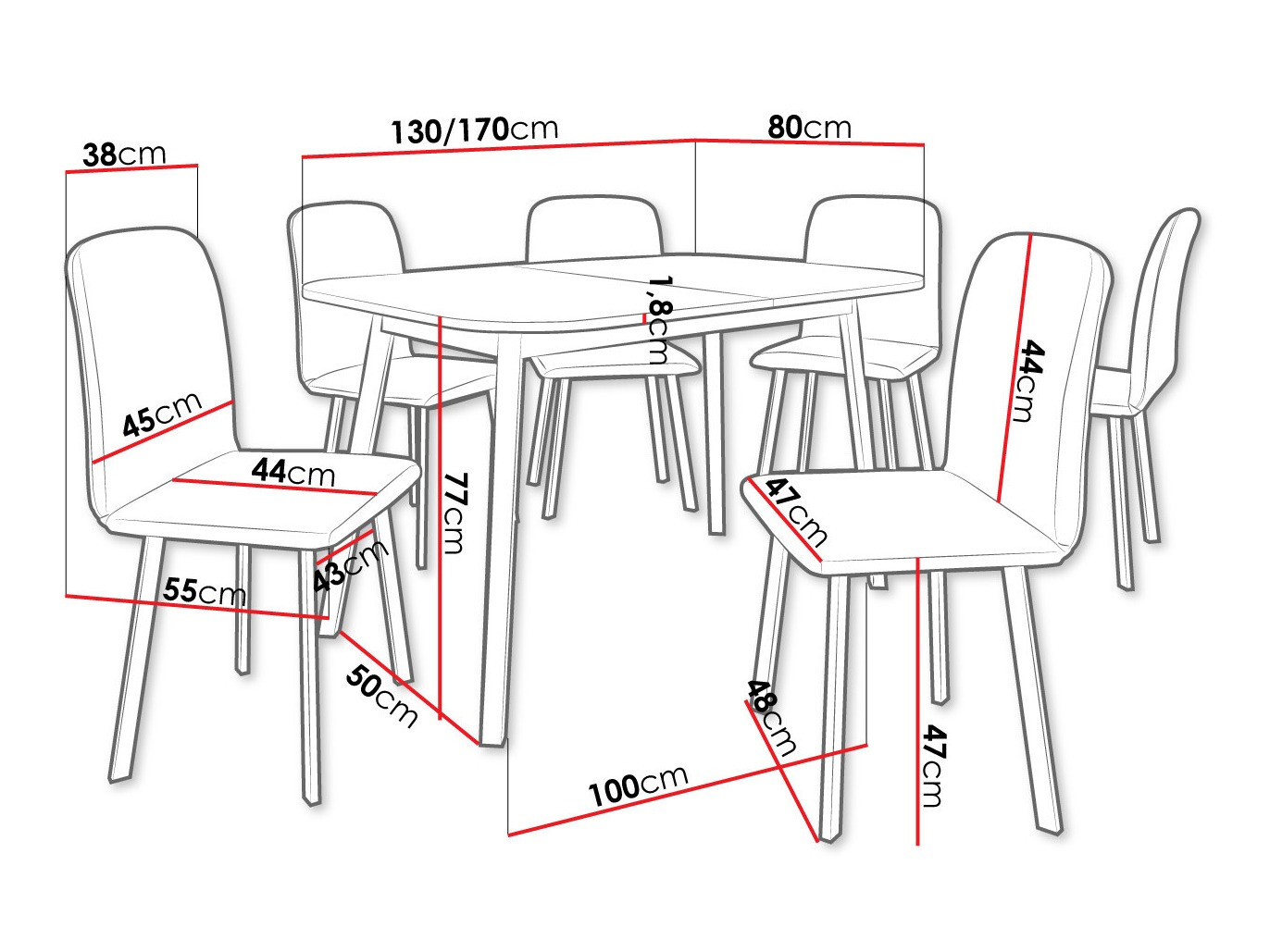 Set de mese Edmond 117 (Alb + Negru)