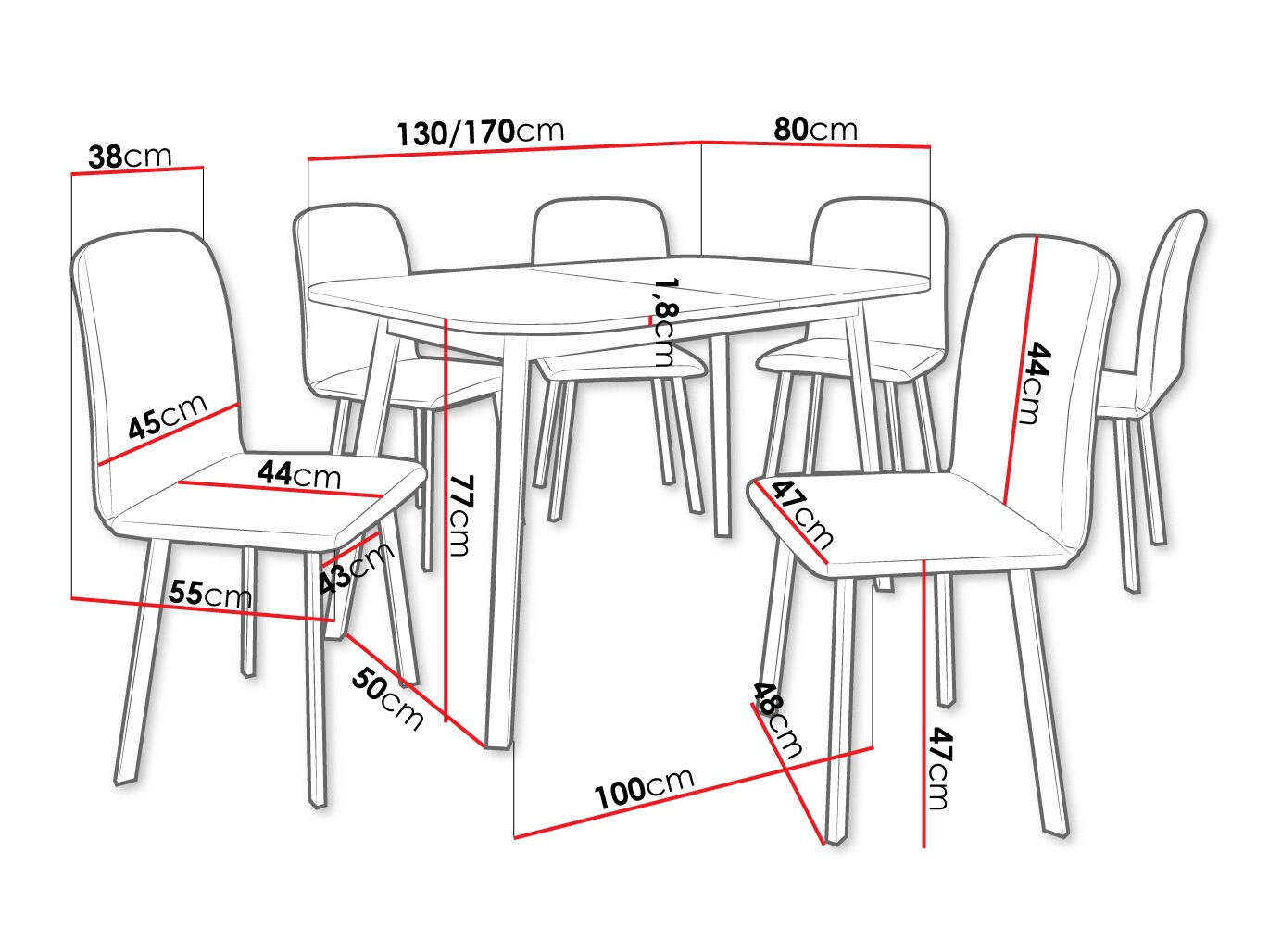 Set de mese Edmond 117 (Alb + Negru)